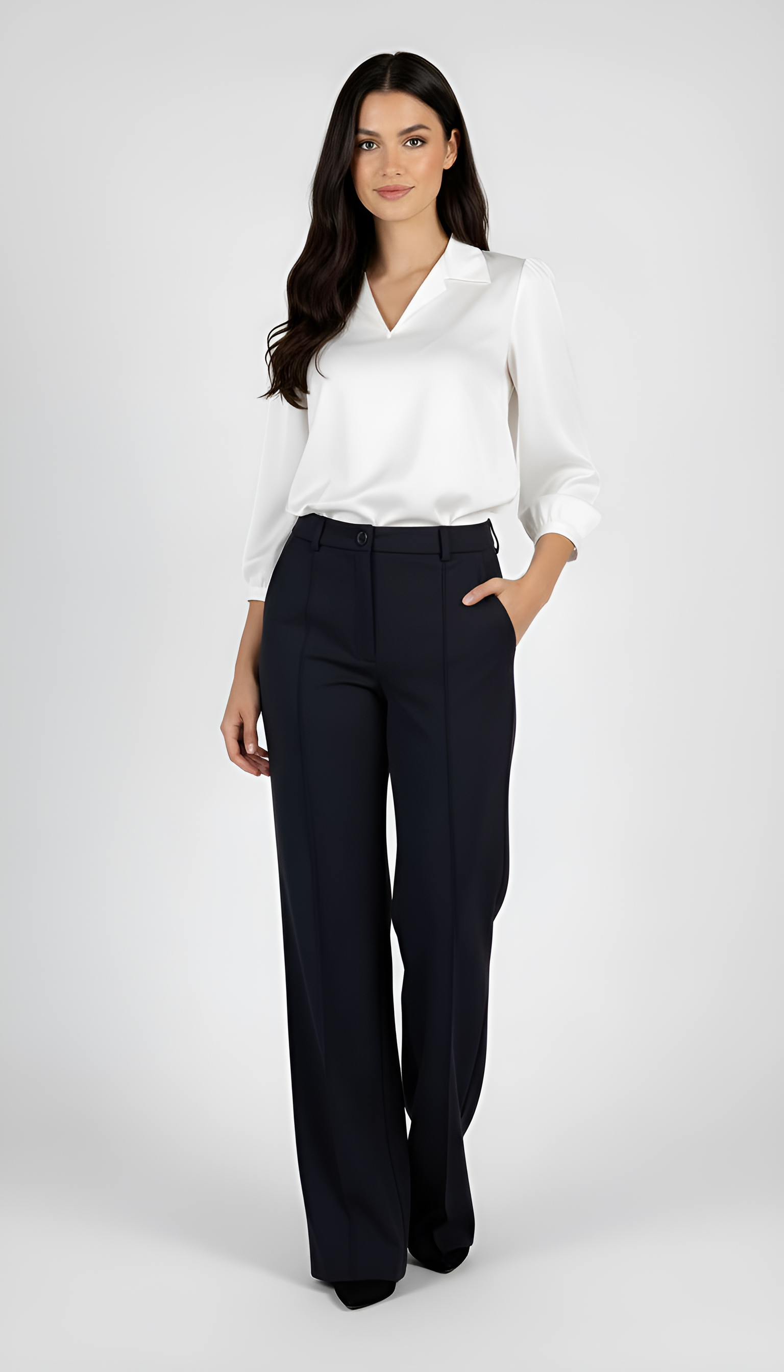 дамски костюм елегантен от елек и панталон висока талия